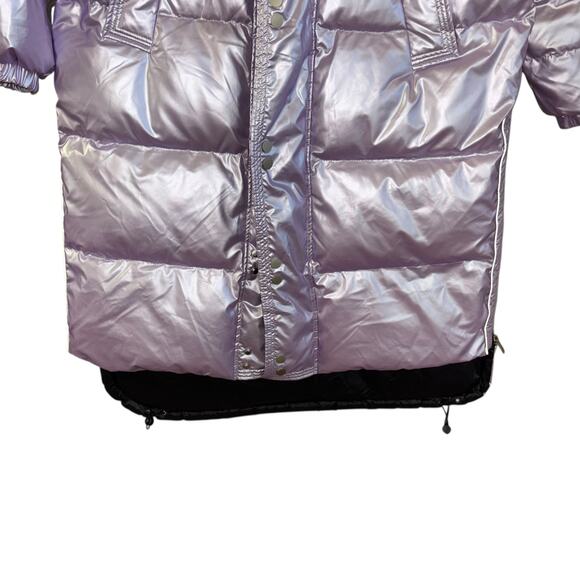 Iridescent Purple Women's Puffer Coat - Picture 4 of 16